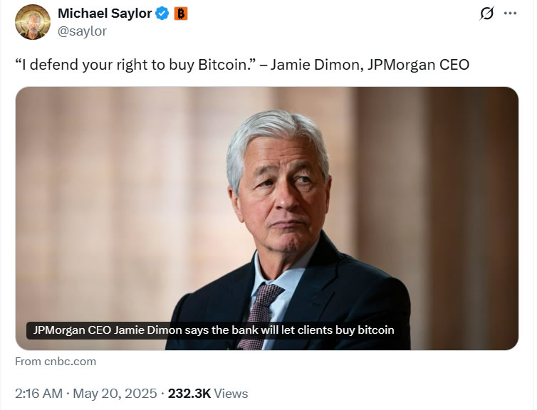 Jamie Dimon Bitcoin Rights Quote. Source: CNBC
