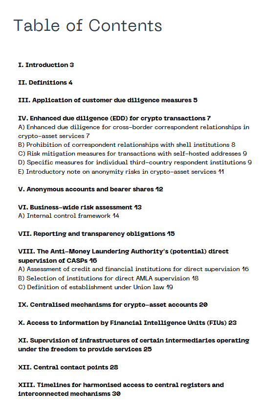 EU AMLR Crypto Compliance Table. Source: EUCI AML Handbook