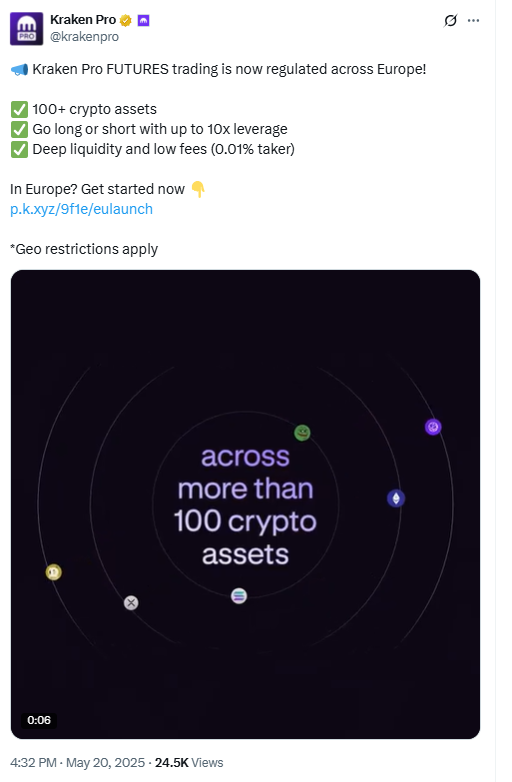 Kraken Europe Futures Launch. Source: Kraken Pro