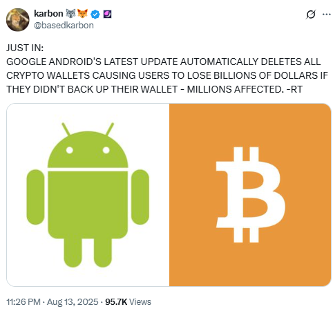 Google Android Wallet Deletion Claim. Source: @basedkarbon