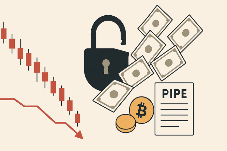 Hard Math: Crypto Treasuries Face 50% Downside on PIPE Selling Pressure Hard Math: Crypto Treasuries Face 50% Downside on PIPE Selling Pressure