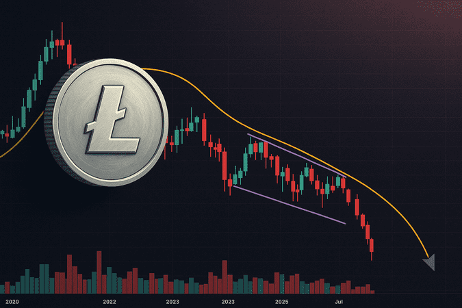 Litecoin (LTC) to $13 Bearish Flag and RSI 50 Signal an 86% Downside