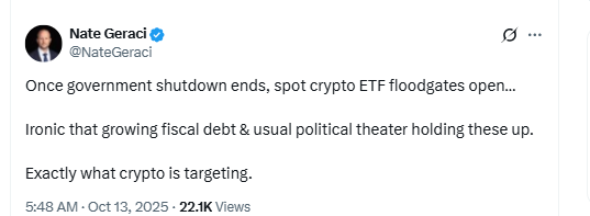 Nate Geraci Post on ETF Floodgates. Source: X (@NateGeraci)