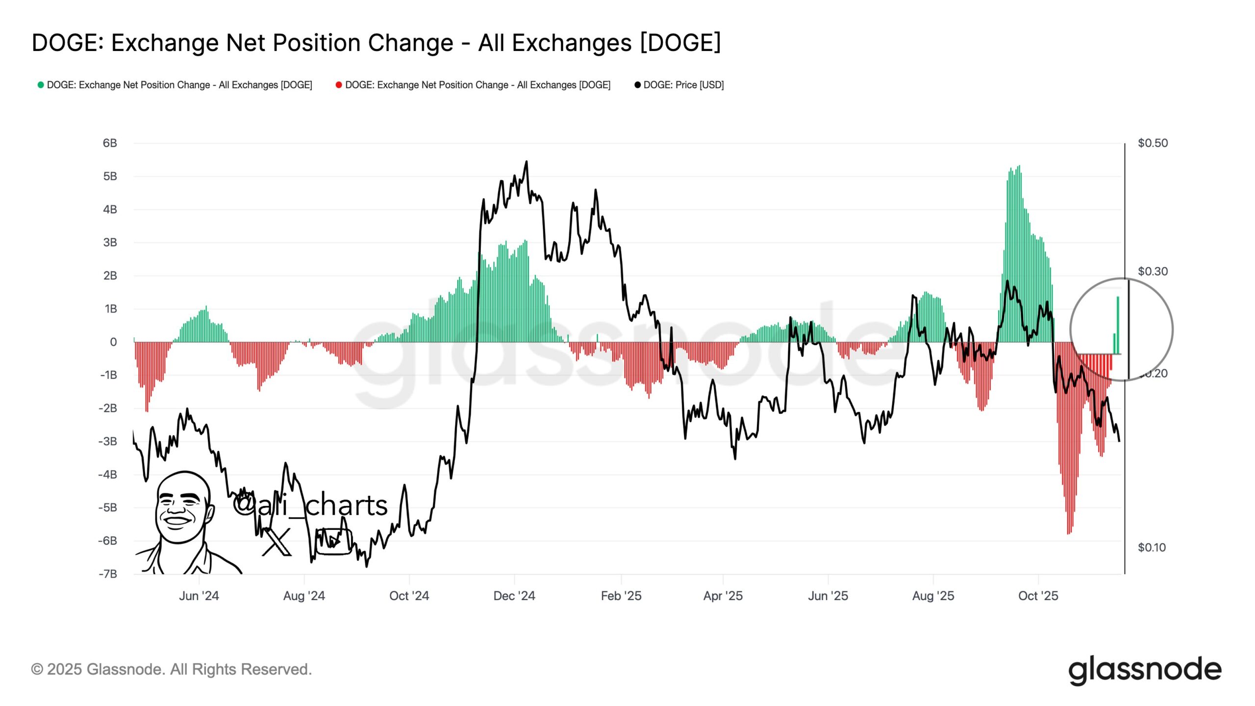 Dogecoin Exchange Net Position Change. Source: Glassnode