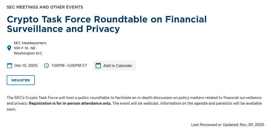 Crypto Task Force Roundtable. Source: SEC