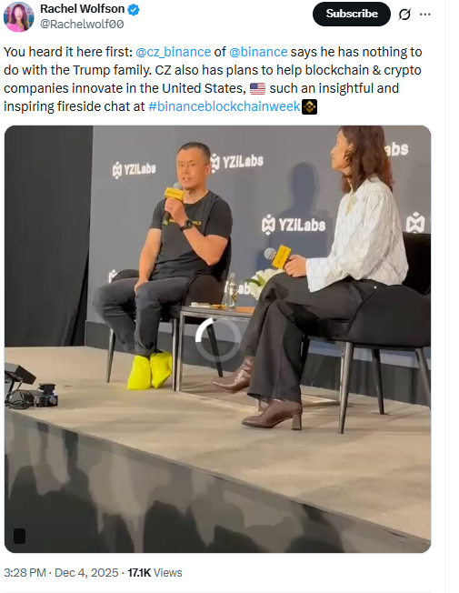 CZ Fireside Chat in Dubai. Source: Rachel Wolfson