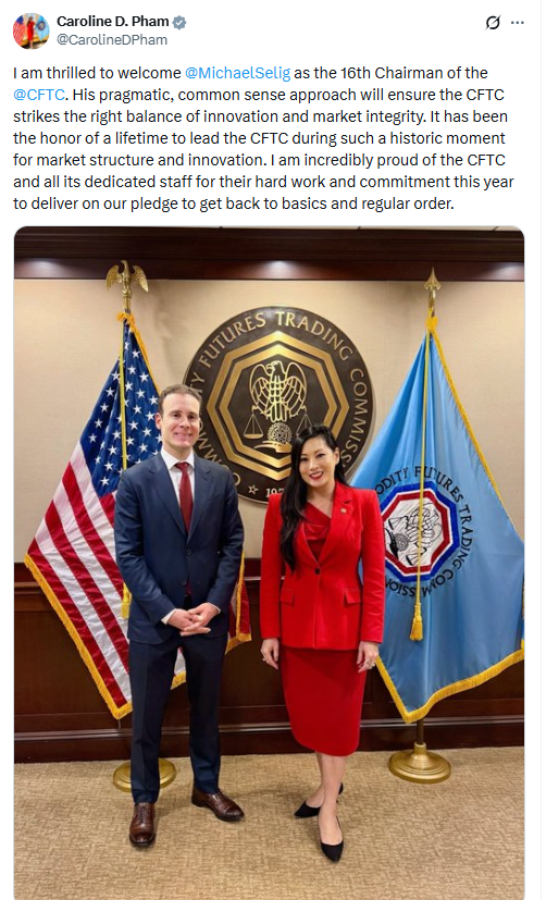 CFTC Leadership Handover Photo. Source: Caroline Pham on X