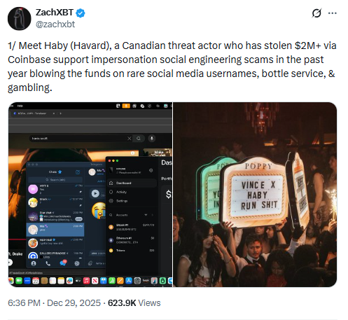 Fake Coinbase Support Scam Evidence. Source: ZachXBTSource: ZachXBT on X