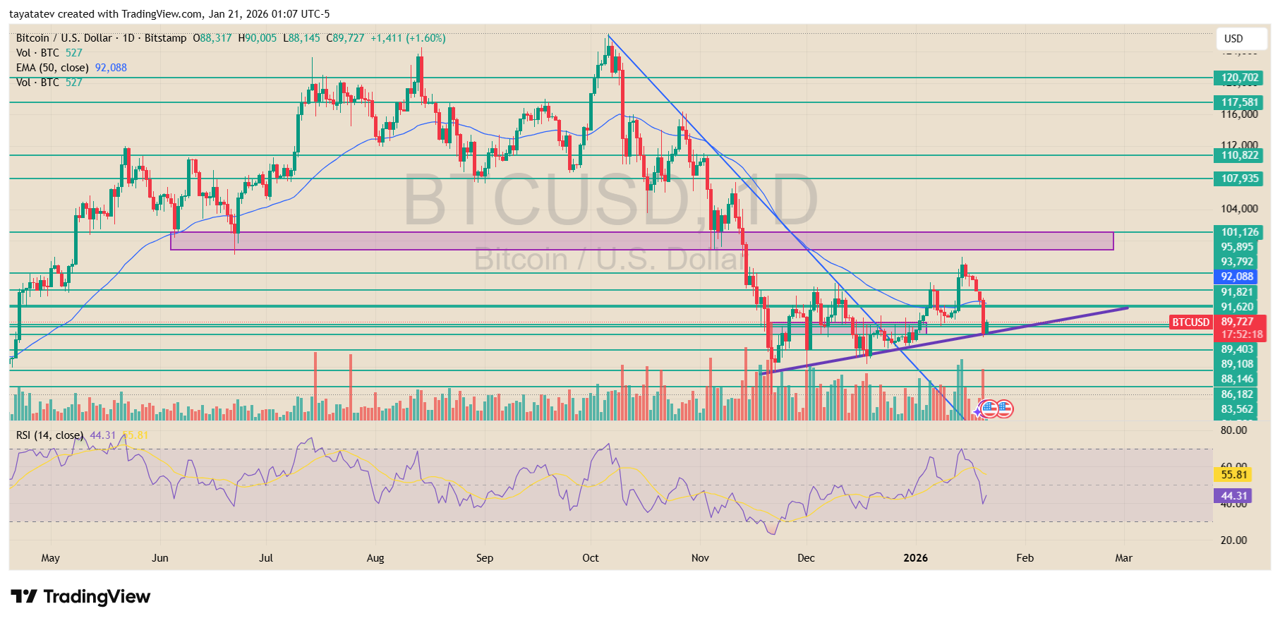 Bitcoin U.S. Dollar Daily Chart. Source: TradingView