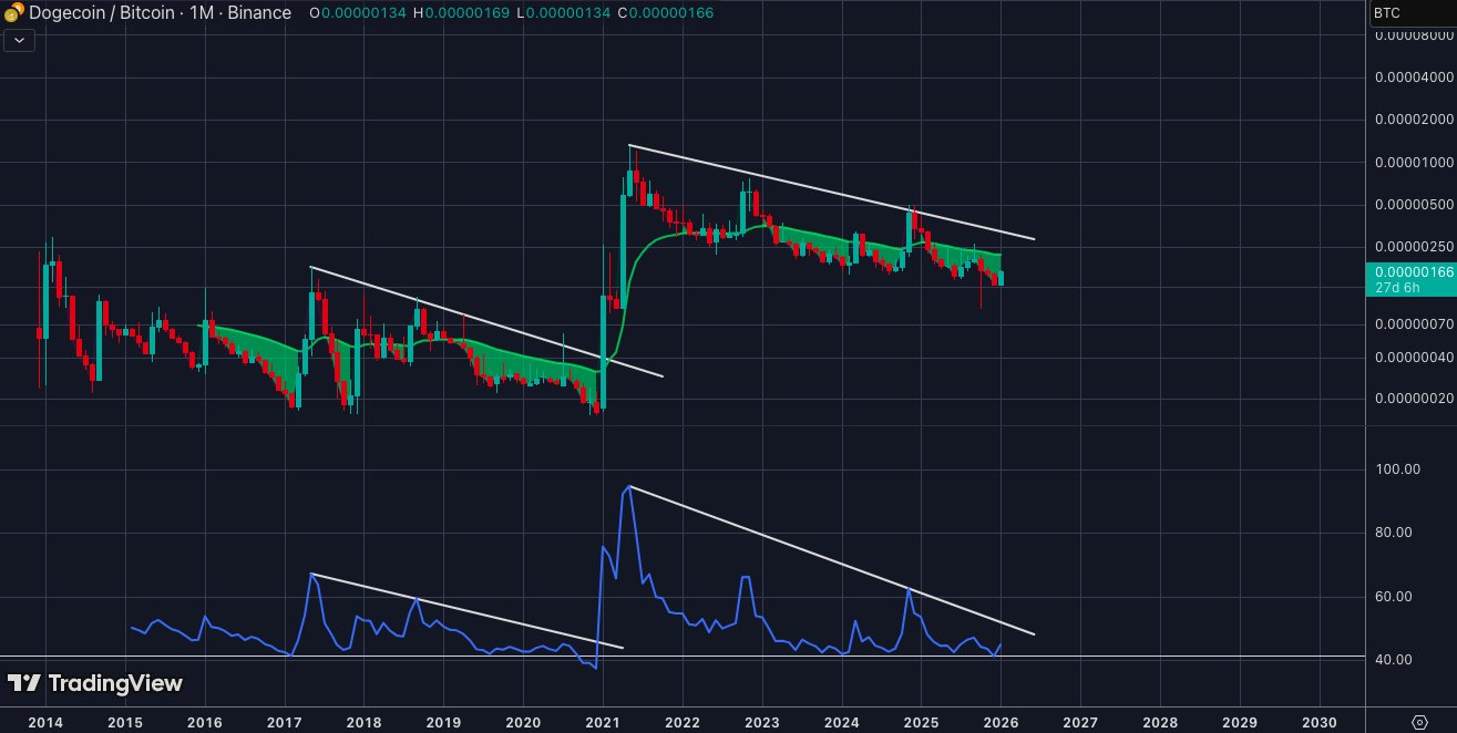 Dogecoin Bitcoin 1M BinanceSource: TradingView Binance