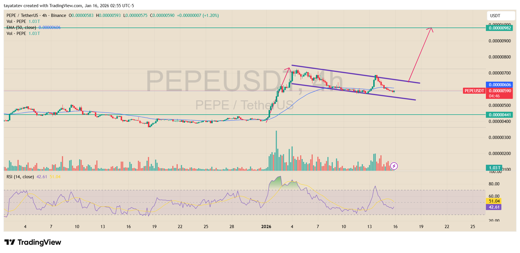 PEPE TetherUS 4 Hour Chart. Source: TradingView Binance