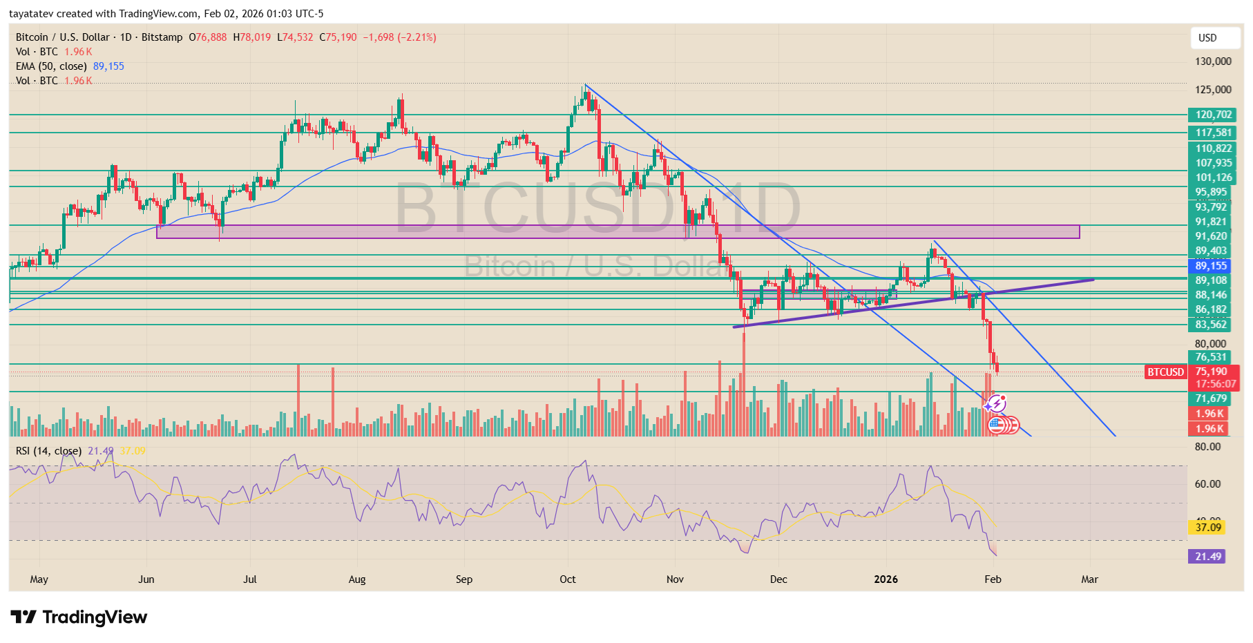 Bitcoin U.S. Dollar 1D Chart (Bitstamp). Source: TradingView