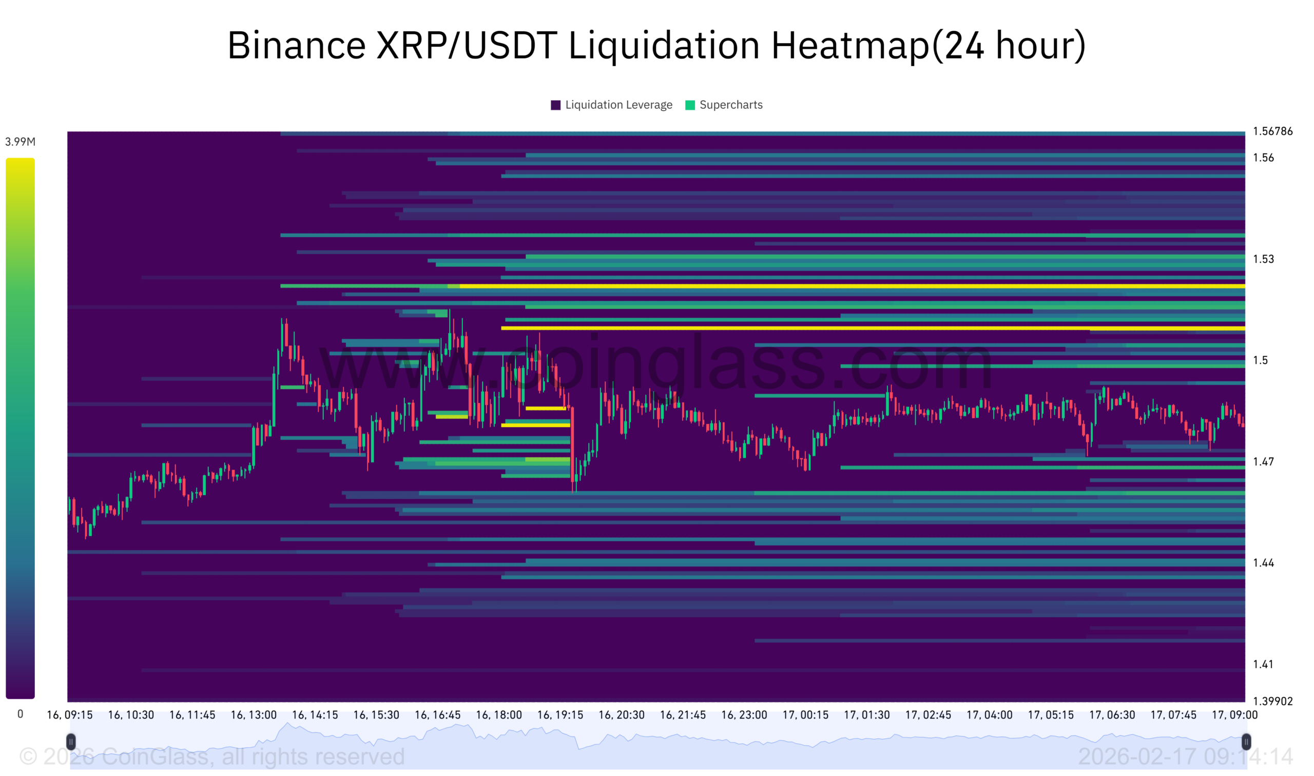 Binance XRP USDT Liquidation Heatmap 24 hourSource: CoinGlass