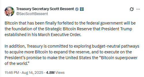 Strategic Bitcoin Reserve Statement. Source: Scott Bessent