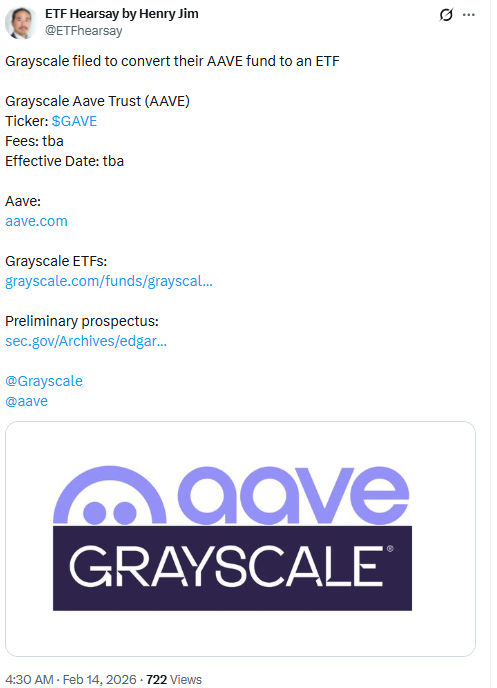 Grayscale Aave ETF Filing. Source: ETFHearsay on XSource: ETFHearsay by Henry Jim on X