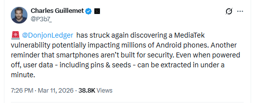 MediaTek Vulnerability Warning. Source: Charles Guillemet