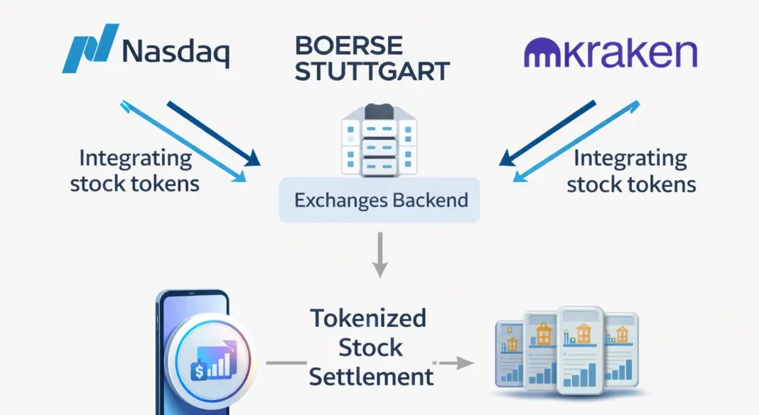 Tokenized settlement moves into exchange backend as Nasdaq, Boerse Stuttgart and Kraken push stock tokens